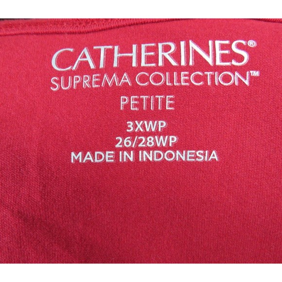 Catherines Suprema Red Polka Dot Lace Trimmed Tank Top Shirt Plus 3X Petite - Picture 6 of 7